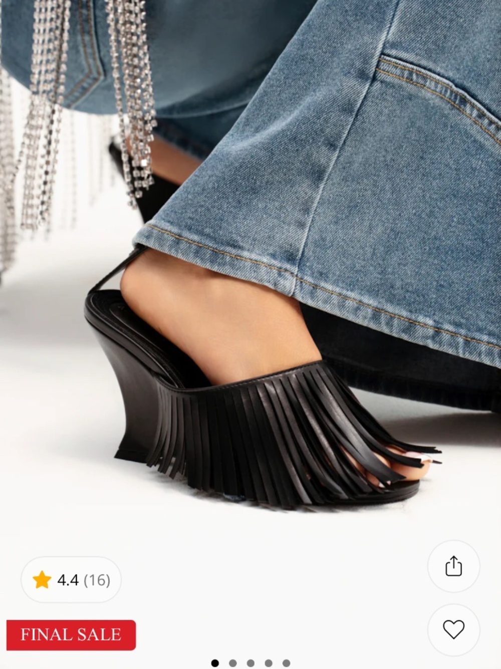 AKIRA AZALEA WANG FASCIA BLACK FRINGE WEDGE SANDAL Size 88